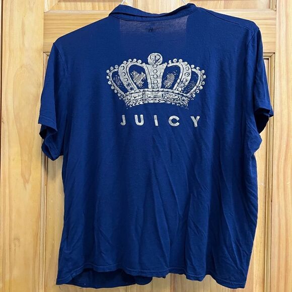 Juicy Couture navy, red, & gold button down sleep t shirt size XL - Picture 1 of 5